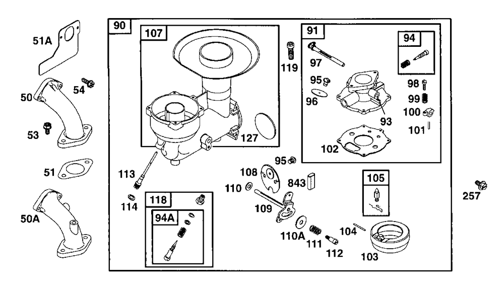 Carburetor Assembly 2 Diagram and Parts List for 254422-0123-XX  Briggs and Stratton Engine